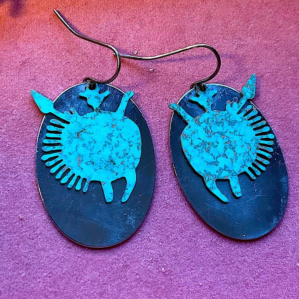 Native American Copper on Silver Earrings - Picture 4 of 6